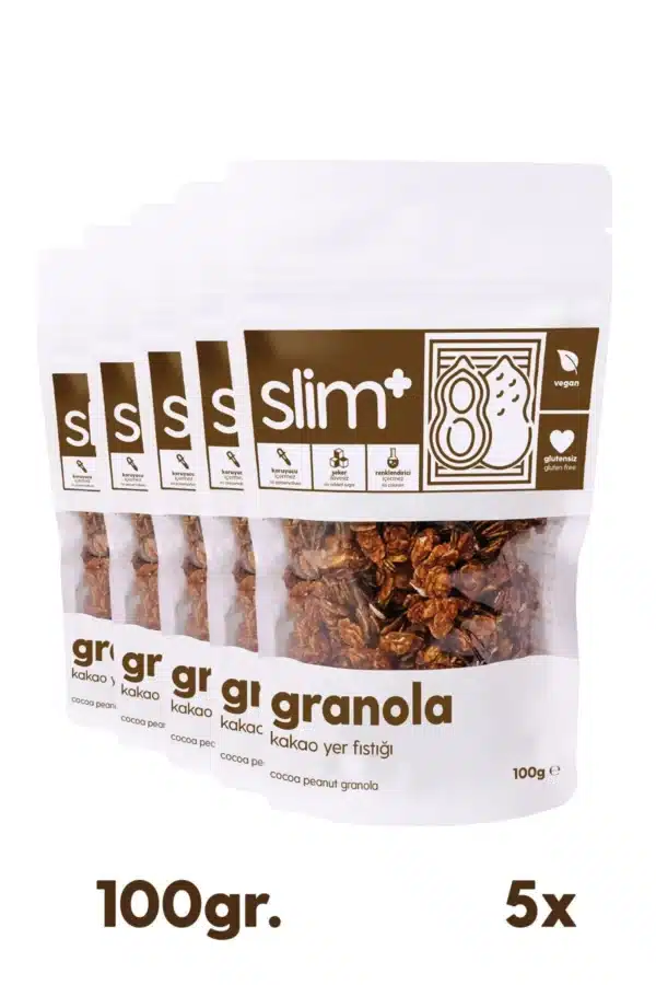 5 Pack Cocoa Peanut Gluten Free No Added Sugar Vegan Granola 100g