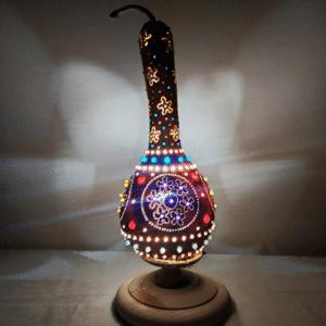 Authentic Turkish Flower Motif Gourd Table Lamp
