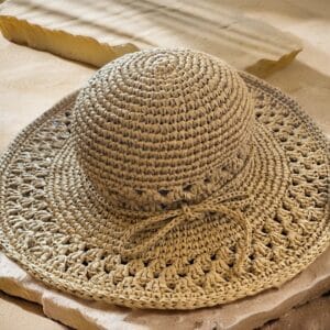Mimoza Wide-Brimmed Hand-Knitted Raffia Beach Hat