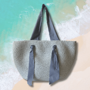 blue lagoon handmade straw beach bag
